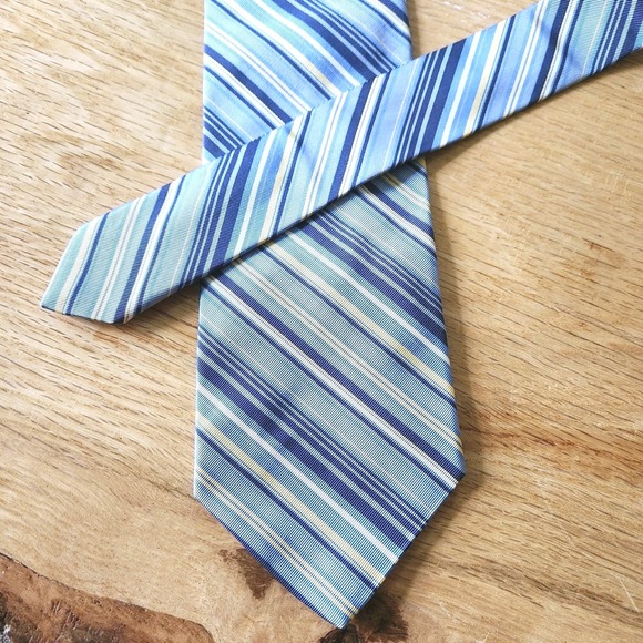 Brooks Brothers Other - Brooks Brothers Makers Necktie Blue Yellow Striped Tie 59" Made USA